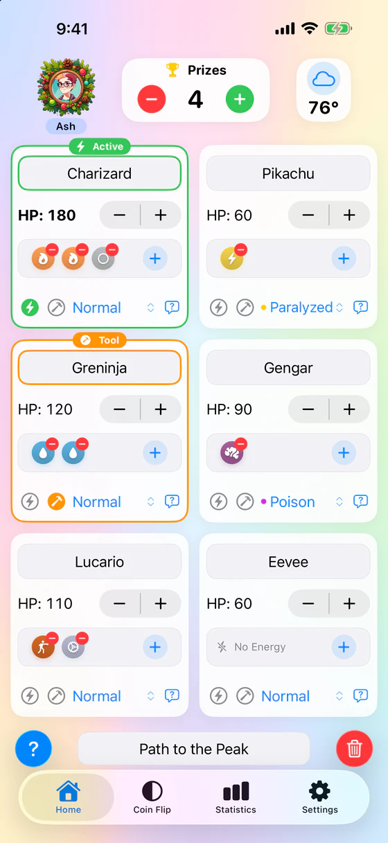 PokeCountr on iPhone: the match board